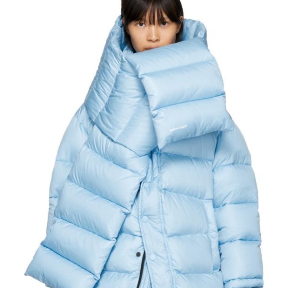 Balenciaga Quilted light blue scarf, RARE NEW